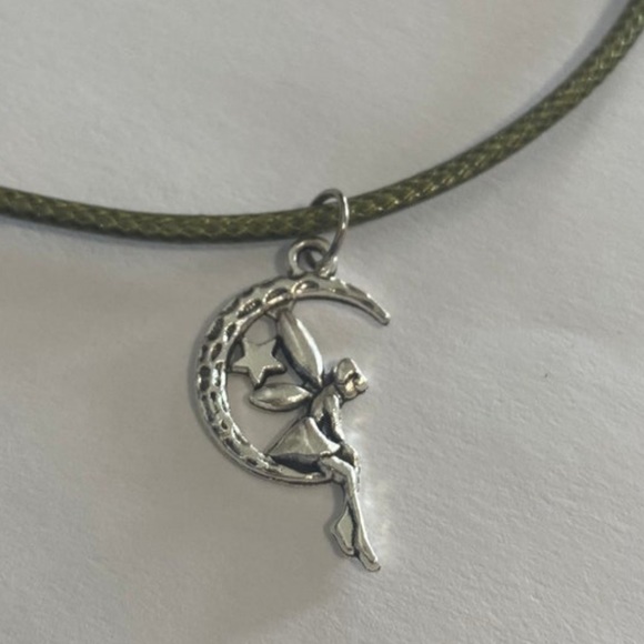 ⭐️4/$25⭐️ Fairy on Moon Charm Necklace on 20” Waxed Cord, Choice of Color - Picture 9 of 10
